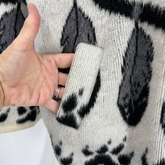 ARTESANIAS Tuntaquimba Native American Wolf print Wool Full Zip sweater jacket M - Picture 7 of 12